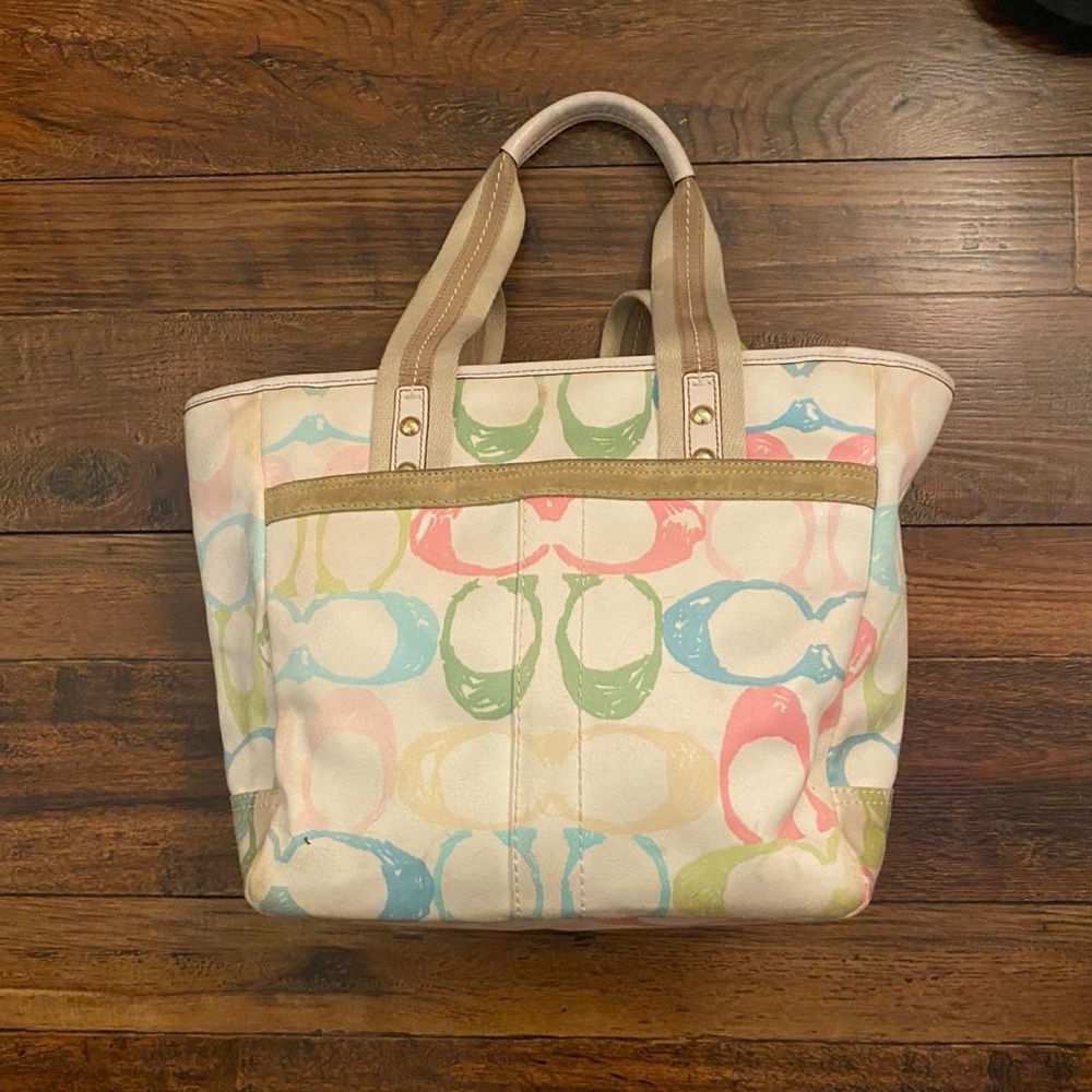 Vintage Coach Hampton Watercolor Scribble Bag - Picture 3 of 8
